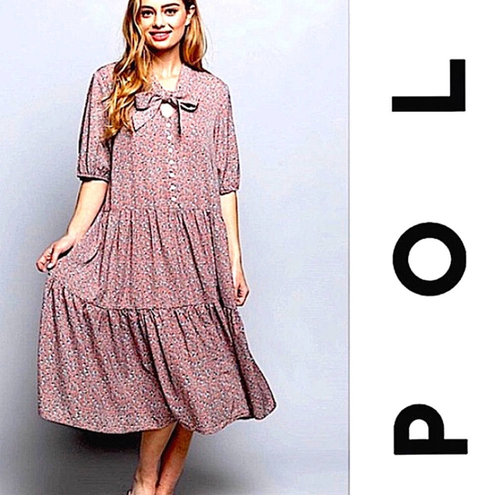 50. POL Ditzy Bean Floral MIDI Dress - Picture 1 of 15